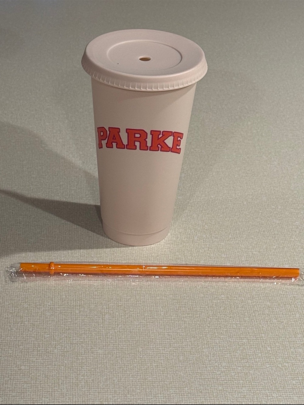 PARKE x Dunkin Latte Reusable Cold Cup with Pink and Orange Logo LIMITED EDITION